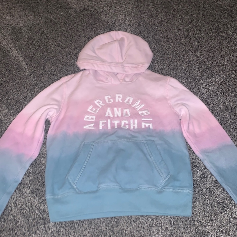 Blue and pink tie dyed Abercrombie hoodie